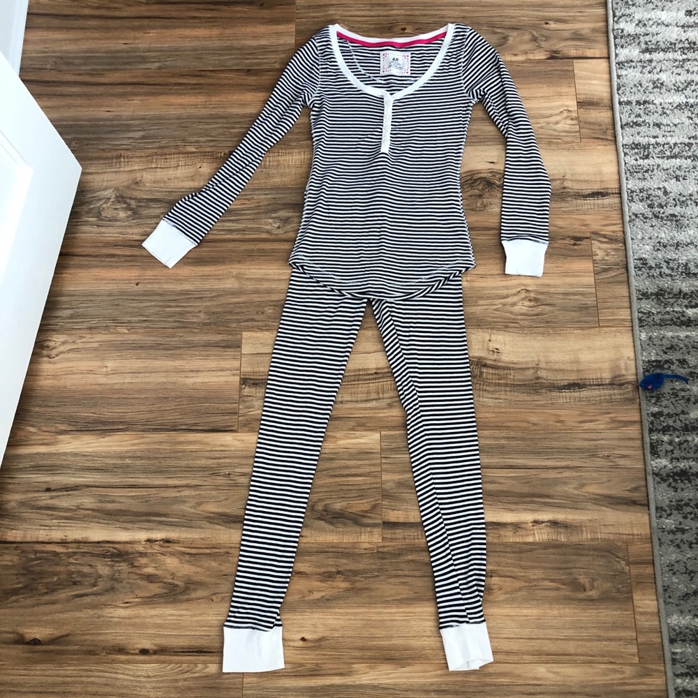 H&M black & white striped pajamas XS NWOT